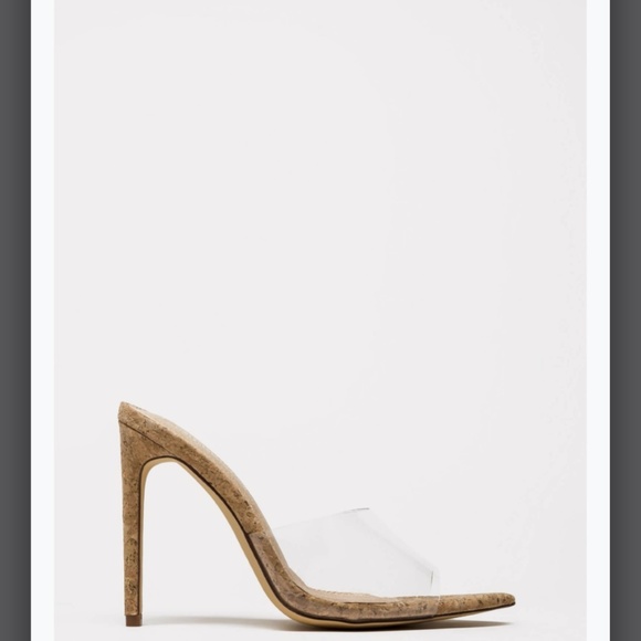 Clearly Sexy Pointy Peep-Toe Mule Heels - Picture 2 of 3